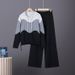 Dopamine Women's Outfit Set Loose Fitting Trousers Hooded Sweater Casual Knit Two Piece Set plus Size_ecoleips.com
