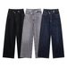Women's Clothing High Waist Wide Leg Jeans - Double Button Front Streetwear Denim Pants In Blue/Black/Gray_ecoleips.com