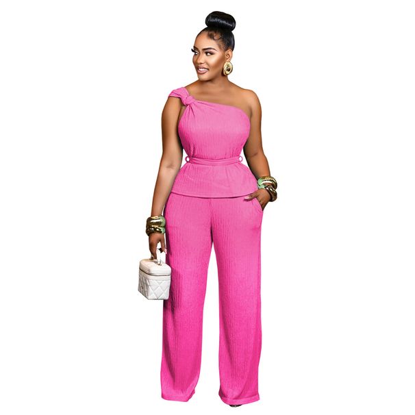 Women's Sleeveless Top & Wide-Leg Pants Set – Breathable Polyester-Blend Lounge To Office Outfit – Stretchy Comfort For Summer_ecoleips.com
