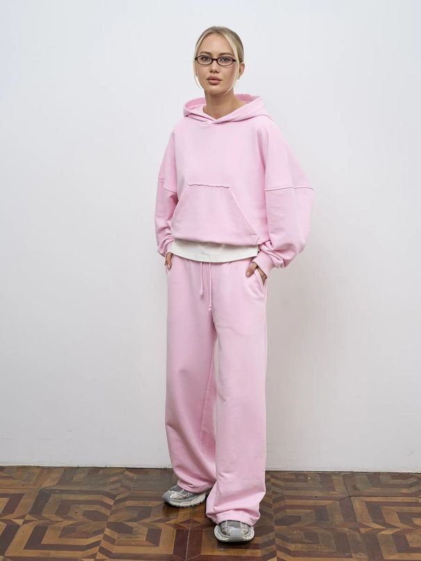Trendy Hooded Sweatshirt & Jogger Set – Streetwear Casual Outfit (White/Black/Beige/Pink) Fashion Trends_ecoleips.com