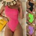 Swimwear Wrinkled Fabric Sexy One Piece One Shoulder Bikini Swimwear Women Bikini_ecoleips.com