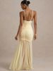 JULISSA MO Patchwork Sexy V-neck Ruched Women Maxi Dress Yellow Backless High Waist Dress Summer New Elegant Party Evening Dress_ecoleips.com