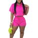Women's Clothing Summer New Casual Lapel Short Sleeved Shirt Shorts Fashionable Uit_ecoleips.com