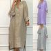 Women's Elegant Solid Color Long Dress Spring Autumn Simple Button Pocket Design Regular Fit_ecoleips.com