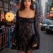 Women's Clothing Autumn new women's clothing Temperament and fashionable slim lace trumpet long sleeved strappy A hem dress for women_ecoleips.com