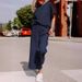Women's Clothing Women's Solid Color Textured Casual Suit Style Sportswear Loose Short Sleeve Trousers Fashion Set_ecoleips.com