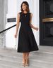 2026 Women Solid Color Waist Tie Dress, Elegant Slim Fit Formal Party Dress_ecoleips.com