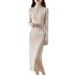 2024 Autumn/Winter Mid-Length Knitted Dress, Designer Cheongsam, Slim-Fit Retro Over-the-Knee Long Sweater Dress_ecoleips.com