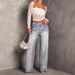 Women's Mid-Rise Wide Leg Jeans Retro Style Stamped Detailing Exclusive Cross Border Collection_ecoleips.com