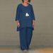 Women's Clothing Cotton And Linen Fashion Casual Large Size Irregular Long Sleeved Suit Wide Leg Pants Two Piece Suit_ecoleips.com