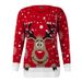 Cozy Christmas Reindeer Fair Isle Knit Sweater For Women - Oversized Pullover With Loose Fit, Long Sleeve, Red & Black (S/M/L/XL)_ecoleips.com