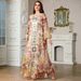 Women's Clothing Middle East Dubai Women's Robe Long Skirt Fashion Printing Splicing Loose Sequin Dress_ecoleips.com