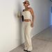 Women's Clothing Solid Color Tube Top Flared Trousers Fashionable Slim Suit_ecoleips.com