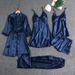 Women's Clothing Pajamas women summer ice silk sexy hot adult spring and autumn long sleeved thin women's nightgown five piece suit multi color_ecoleips.com