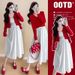 Autumn New Korean Fashion Mid-Length + Small Cardigan Two-Piece Set Maternity Dress_ecoleips.com
