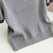 Women's Contrast Color Striped Knit Top Casual Short Sleeve Crew Neck Slim Fit T-Shirt Grey Fashion Top_ecoleips.com