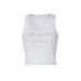 European And American Style Women's Clothing 2026 Summer Fashion Casual Letter Rhinestone U-neck Sexy Sleeveless Short_ecoleips.com