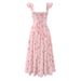 European And American House Style Sweet Pastoral Floral Long Dress for Women with Tie Waist French Retro Design_ecoleips.com