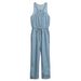 Voya Women's Foreign Trade Women's Slim-fit Waist-cinching Denim Jumpsuit With Straight Legs, Comfortable_ecoleips.com