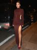 Mozision Turtleneck Long Sleeve Sexy Maxi Dress For Women Fashion Solid Hollow Out Thigh High Split Bodycon Elegant Club Dress_ecoleips.com