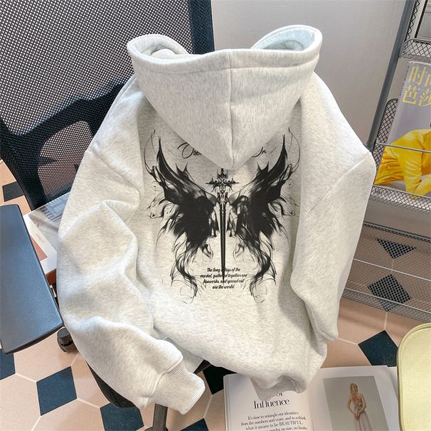 Men's Hong Kong Style Trendy Hoodie Fleece Lined Thickened Relaxed Fit Autumn Winter Coat for Women Loose Fitting_ecoleips.com