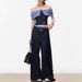 April 5th New WESTAYONE Off-Shoulder Top Women's College Style Set Casual Straight Wide-Leg Pants_ecoleips.com
