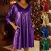 Elegant V-Neck Split Hem Flowy Midi Dress - Comfortable Polyester Blend For Casual & Travel Wear (S-3XL, Multiple Colors)_ecoleips.com