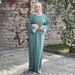 Loriya Long Sleeve Plus-Size Dress – Lace Cuff & Flattering Fit (LR1004, S-XL, Mist Blue/Green/Black/Coffee/Pink)_ecoleips.com