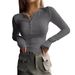 2026 Autumn And Winter Women's New Button Ribbed Slim Knitted Fir_ecoleips.com
