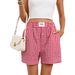 European And American Women's Clothing 2026 Spring/Summer New Casual Plaid Pocket With Labels, Boxer Shorts,_ecoleips.com