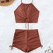 European And American Style Women's Hot Spring Conservative Export Solid Color Huludao Bikini Sexy Backless Swimsuit_ecoleips.com
