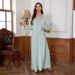 Muslim Robe Women's Simple Embroidered Dress Kaftan Dresses_ecoleips.com