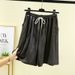 Suitable For All Seasons 2024 Artificial Cotton Silk Wide-Leg Shorts Women, Summer Loose Plus Size, Artistic Casual Thin 5/8 Length Hot Pants_ecoleips.com