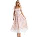 Women's Clothing Holiday Style Floral Waist Slim Fit Color Matching Sling Long Dress_ecoleips.com