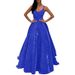 European And American Cross-Border Fashion Spaghetti Strap Glittering Banquet Event Elegant Slimming Long Dress Evening_ecoleips.com