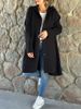 Oversized Hooded Wool Coat For Women - Long Sleeve Casual Trench Coat With Pockets, Polyester-Spandex Blend, Loose Fit_ecoleips.com