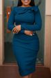 D8628 Autumn Winter New Women's Solid Color Long Sleeve Patchwork Small Flower Evening Dress Style_ecoleips.com
