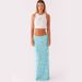 Elegant Sequin Maxi Bodycon Skirt With Floral Embroidery, Women's Formal & Party Long Pencil Skirt (Blue, Pink, Green, Hot Pink, Orange)_ecoleips.com