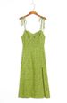23 Summer New Women's European And American Style Fashionable Slimming Green Floral Split Strap Dress With Shoulder Ties_ecoleips.com