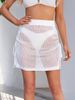 2024 New Cross-Border European American Sexy Bodycon Hollow Out See-Through Short Skirt With Drawstring And Slit For_ecoleips.com