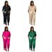 Women's Embroidered Shirt And Pants Two-Piece Set - Pocket Detail Lapel V-Neck Blouse With Straight-Leg Trousers_ecoleips.com