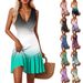 European And American Cross-border Women's Clothing V-neck Waist-cinching Gradient Polka Dot Print Sleeveless_ecoleips.com