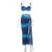 New 2024 Sexy Knitted Spaghetti Strap Top Split Skirt Two Piece Set Beach Vacation Swimwear Cover Up Dress_ecoleips.com