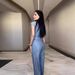 Women's High-End Pure Color Sleeveless V-Neck Top With Casual Straight Pants Spring/Autumn_ecoleips.com