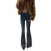 Retro Blue Flared Jeans For Women Heavy Duty Rhinestone Embellished Slim Fit And Flattering Spring New Style_ecoleips.com