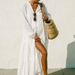New French Style Women's Cotton Pleated Casual Dress round Neck Long Sleeve Cardigan White Maxi Skirt Russian Women's Clothing_ecoleips.com