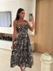 Women's Clothing Camisole Dress With Built-In Bra – Stylish This Summer Printed Waist Cinching & Button Front Design_ecoleips.com