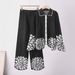 Floral Jacquard Knit Two Piece Set plus Size Loose Fitting Lapel Long Sleeved Top And Wide Leg Pants for Women_ecoleips.com