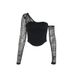 ZX24246 Autumn 2024 New Pure Desire Style Sexy Hot Girl Versatile Slim Fit Asymmetric Shoulder Lace Patchwork Top For_ecoleips.com