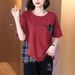 Two-Piece Short-Sleeved T-Shirts For Summer Vacation: Designed To Make Women Look Slimmer, With Loose Fit And Large Size_ecoleips.com
